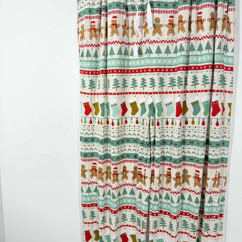Little Sleepies Gingerbread Fair Isle Wide Leg Bamboo Pajama Pants Medium - Picture 3 of 8